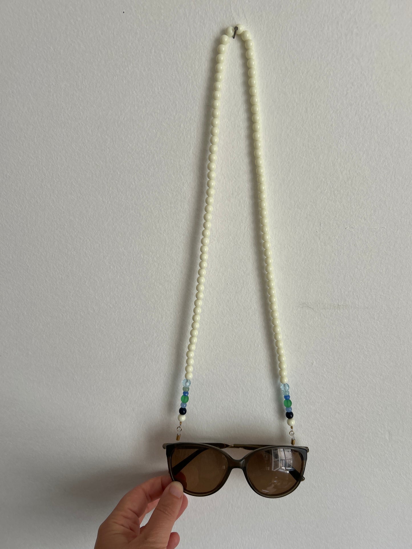 Chaîne de lunette - blanc et bleu vert