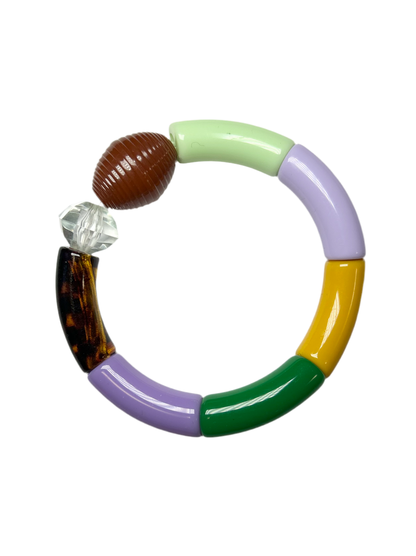 Bracelet marron, vert, mauve