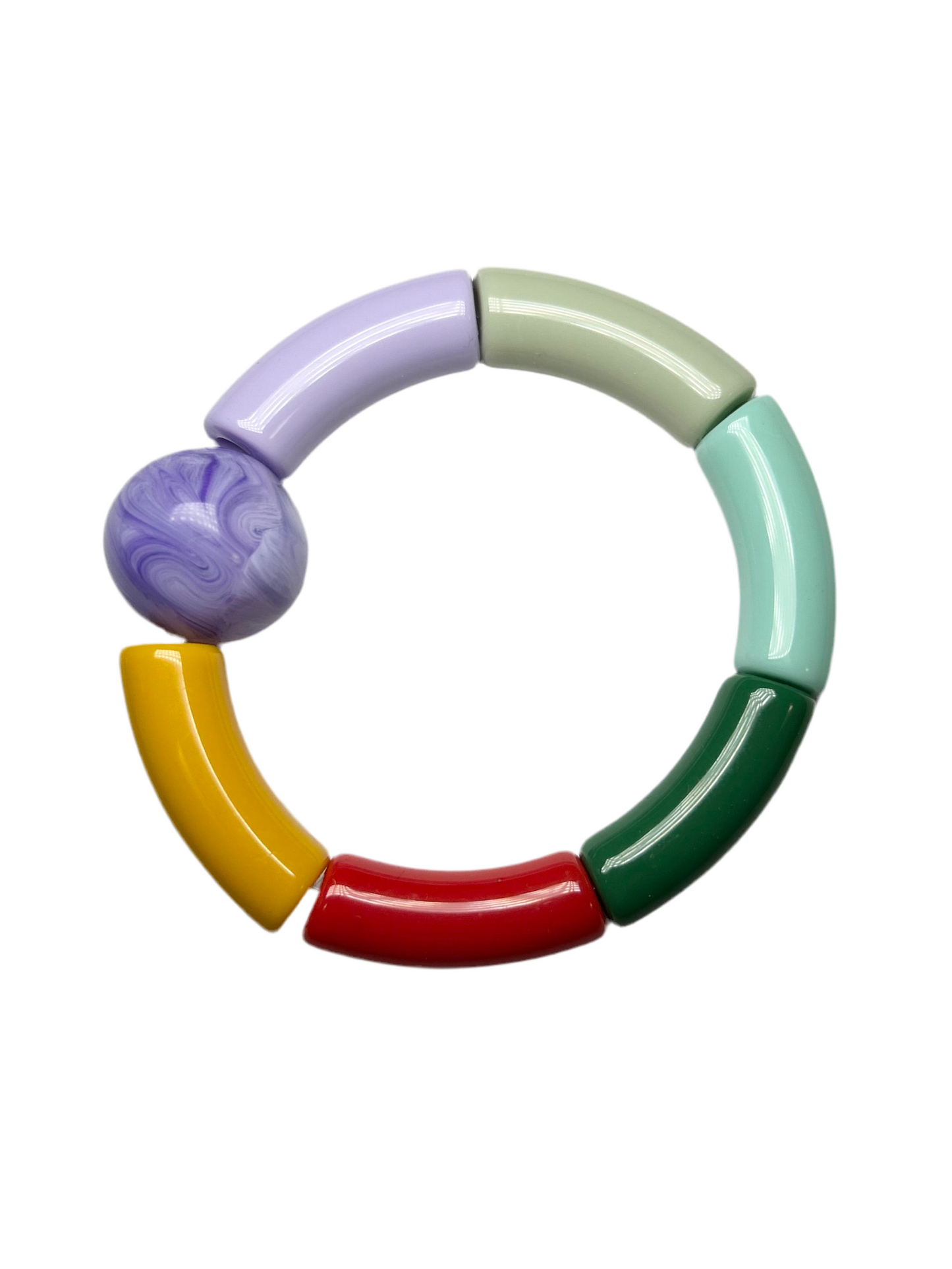 Bracelet multicolore avec grosse perle vintage mauve