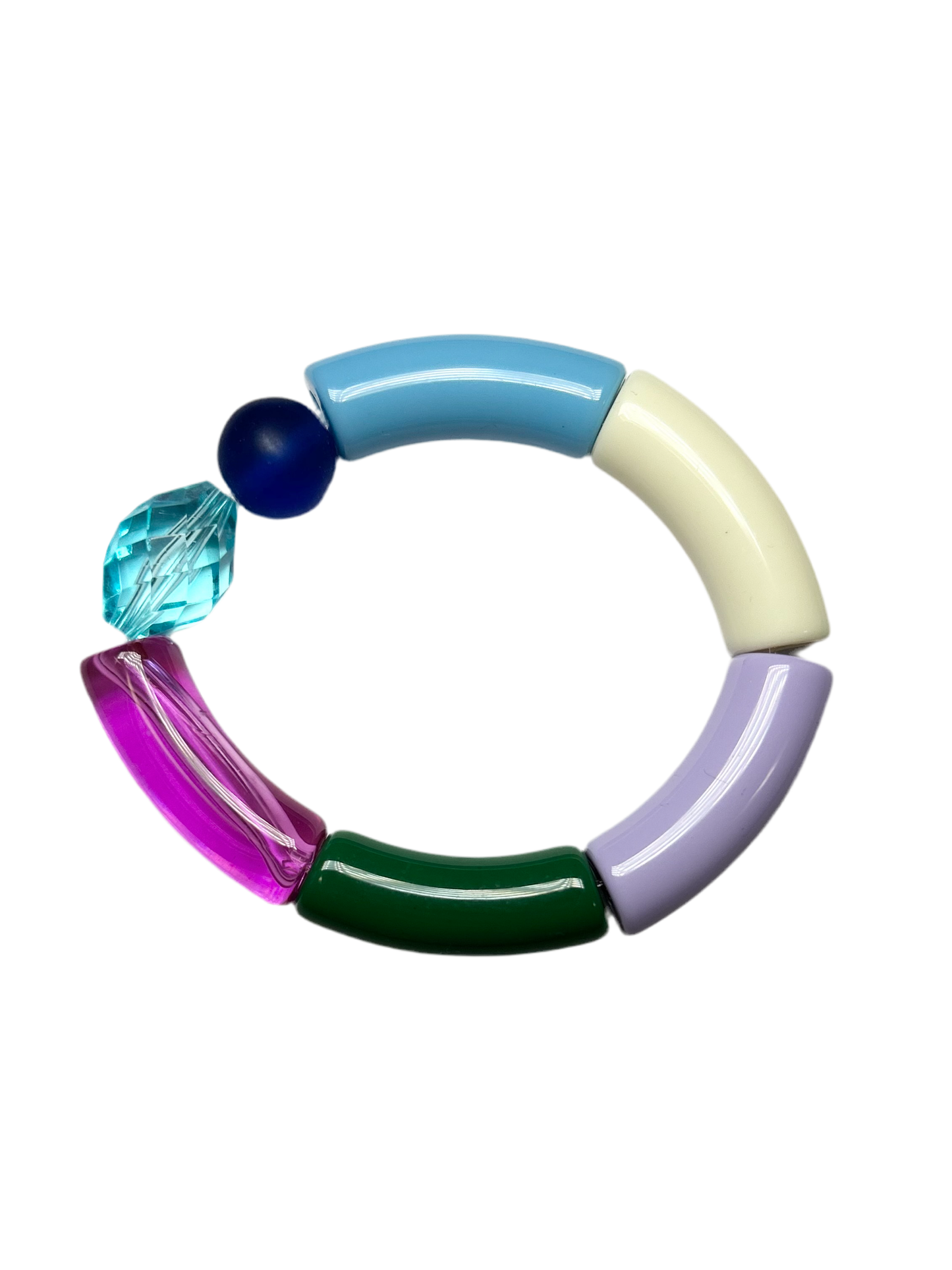 Bracelet bleu, vert, turquoise et violet