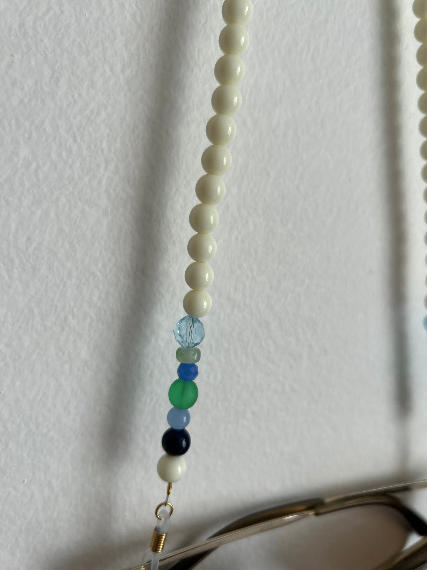 Chaîne de lunette - blanc et bleu vert