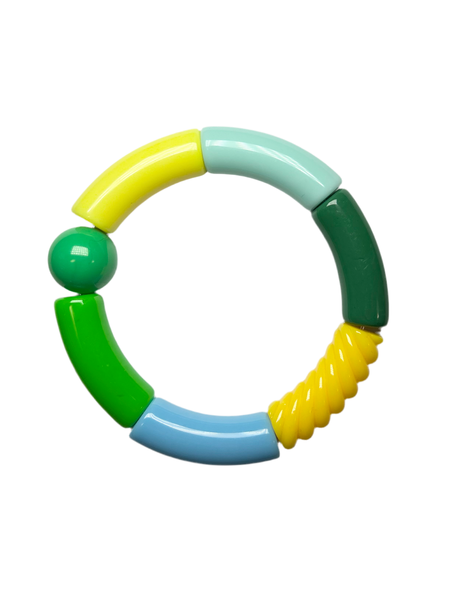 Bracelet bleu, jaune, vert