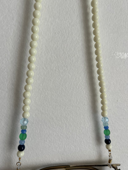Chaîne de lunette - blanc et bleu vert