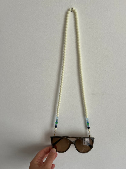 Chaîne de lunette - blanc et bleu vert