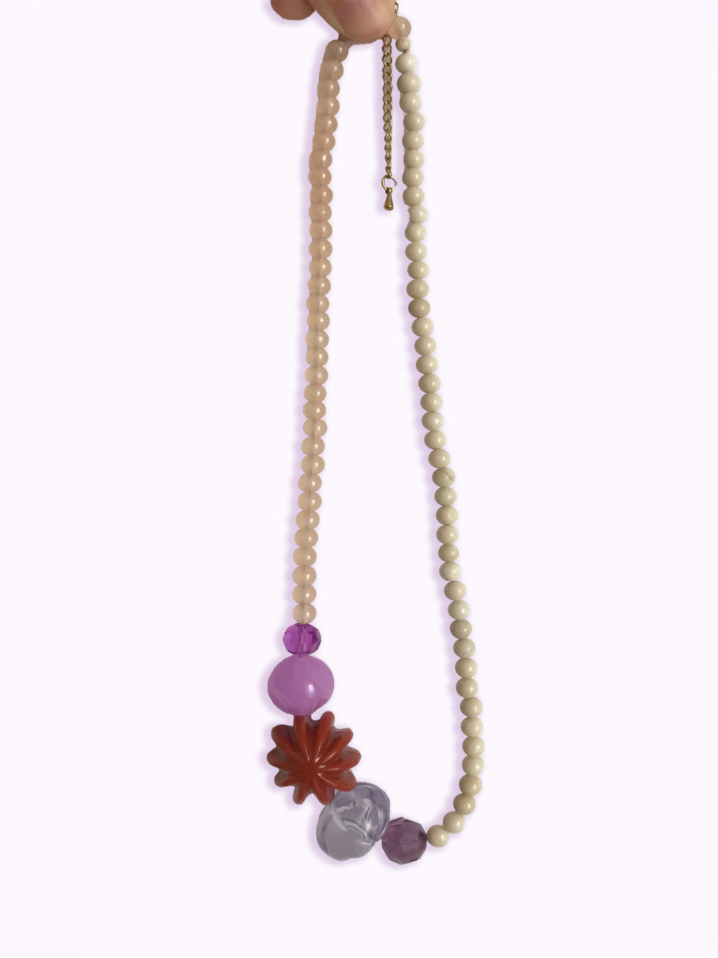 Collier perles Violet Mauve