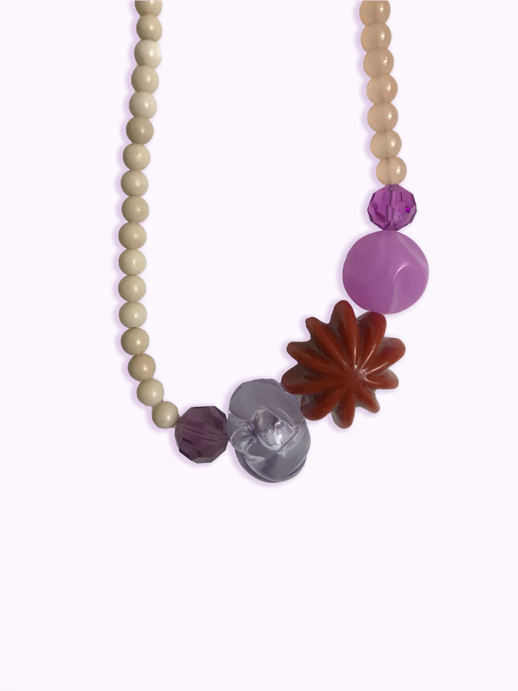 Collier perles Violet Mauve