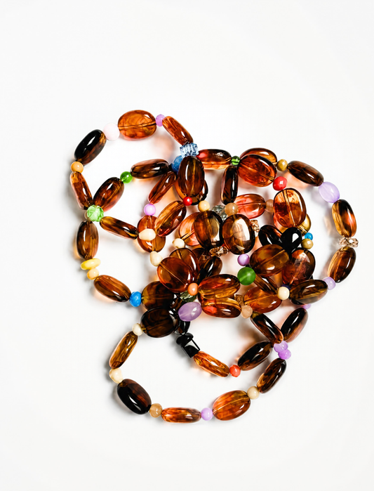 Bracelet petites perles ambres et multicolores
